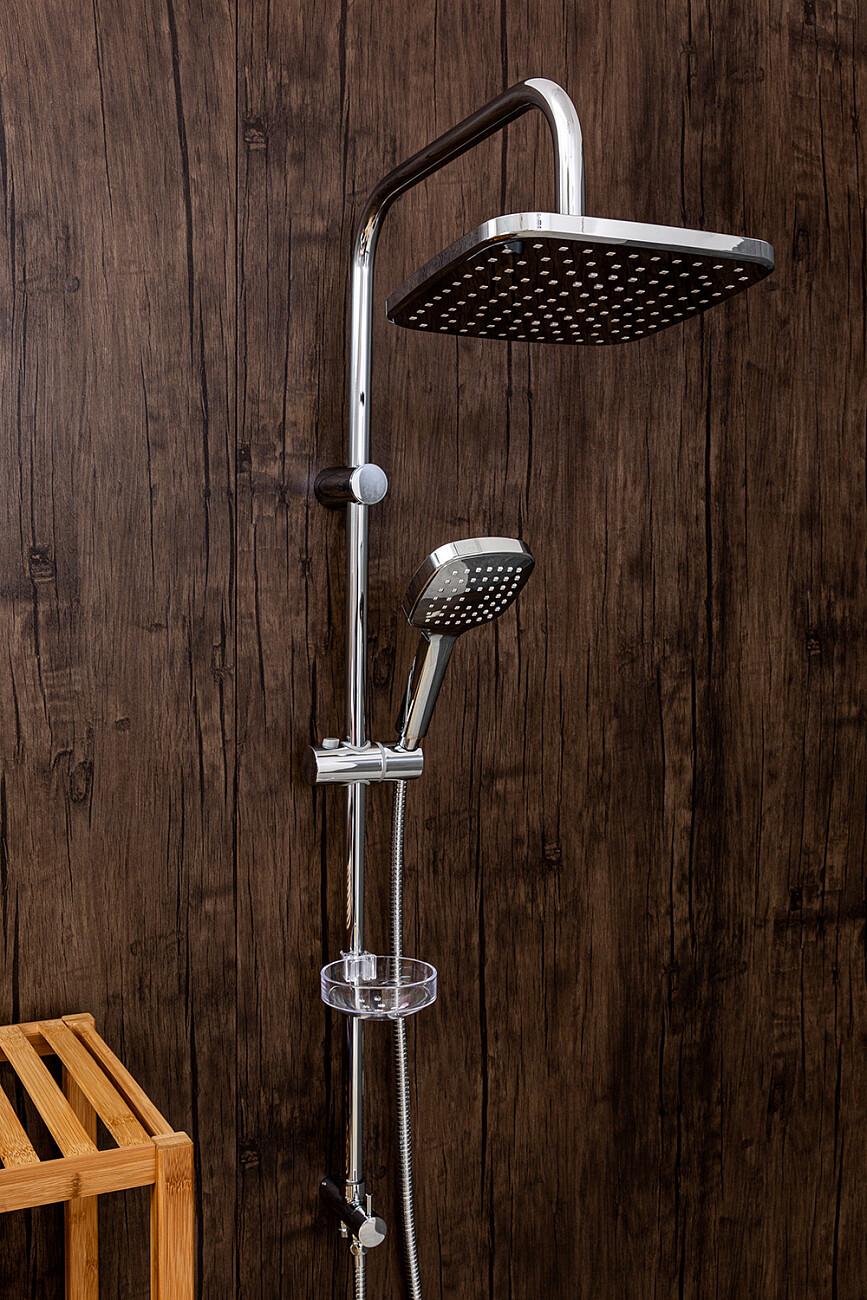 Душевая стойка с верхним душем и мыльницей хром Stworki "Хельсингборг" XE-05cr - изображение 3