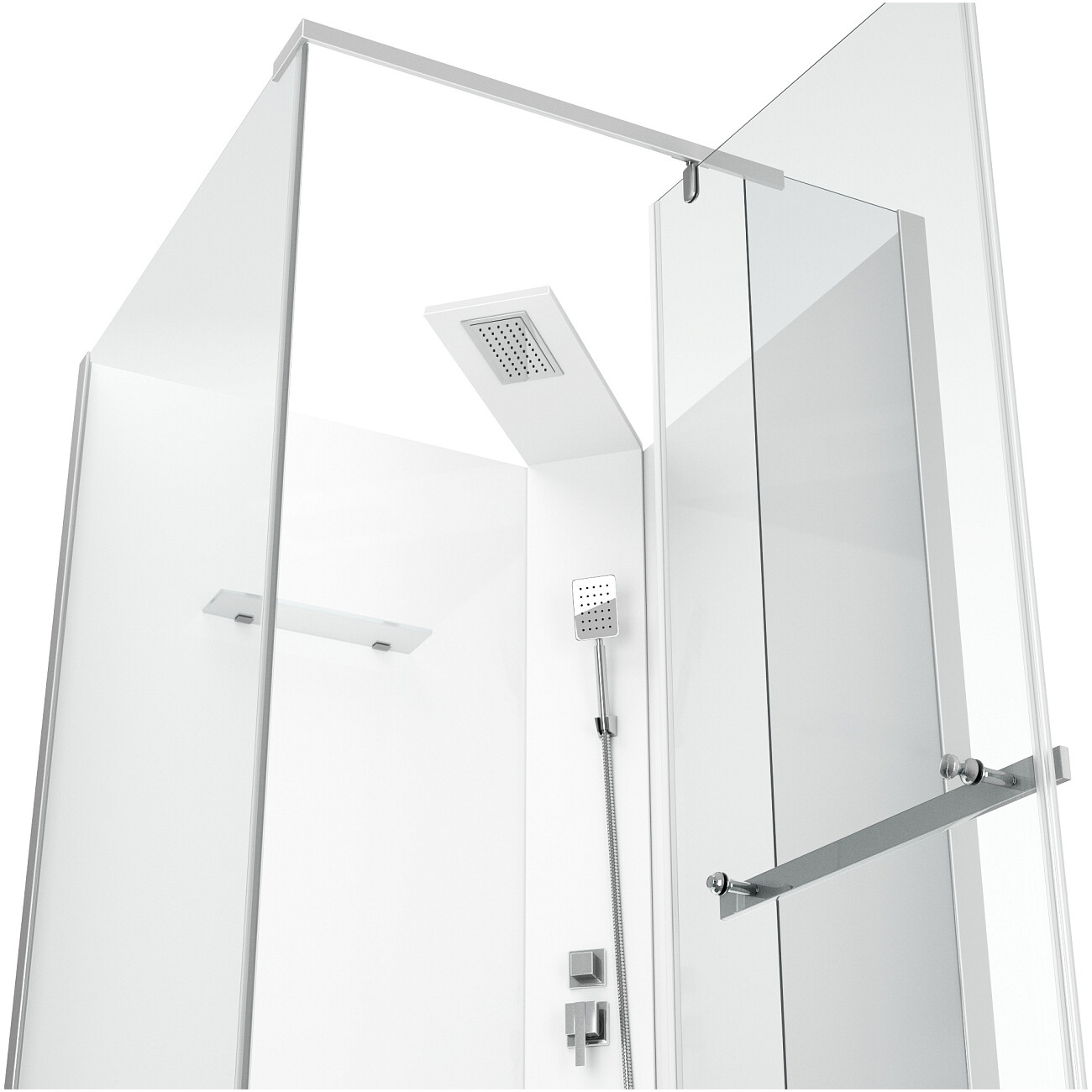 Душевая кабина квадратная без крыши с низким поддоном 90х90 см хром, белая Cerutti SPA Mimi 901T - изображение 11