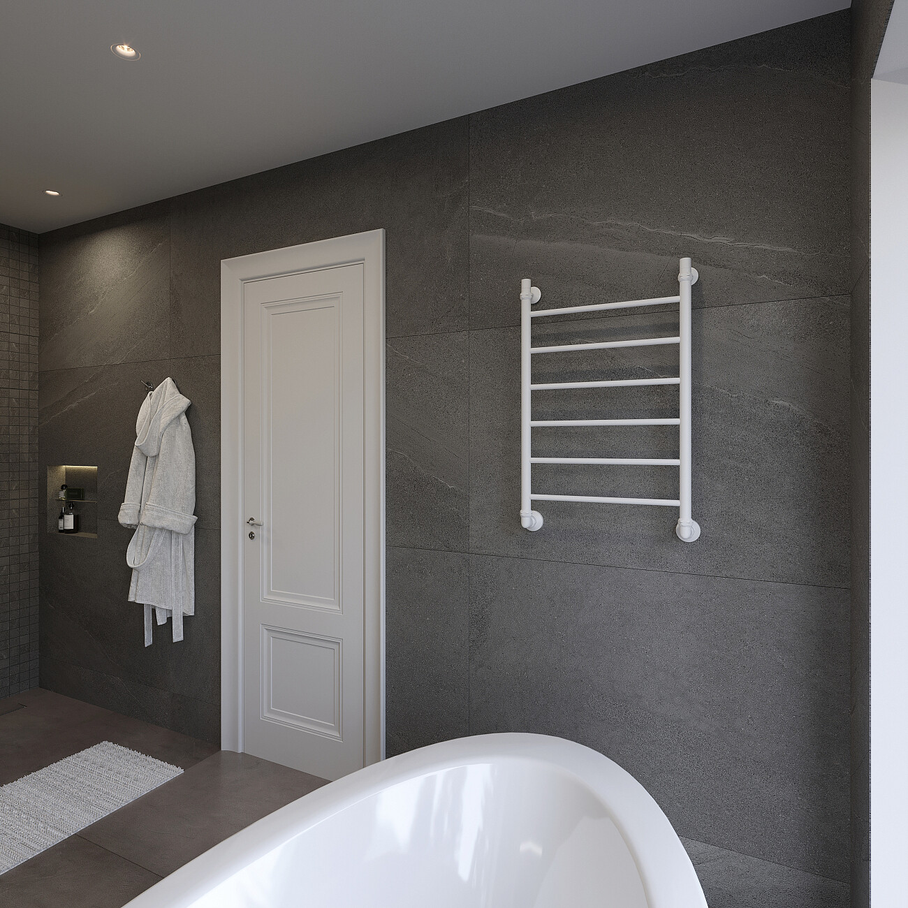 Полотенцесушитель водяной 80х50 см белый Ewrika "Сафо" P 4627201609373 - изображение 7