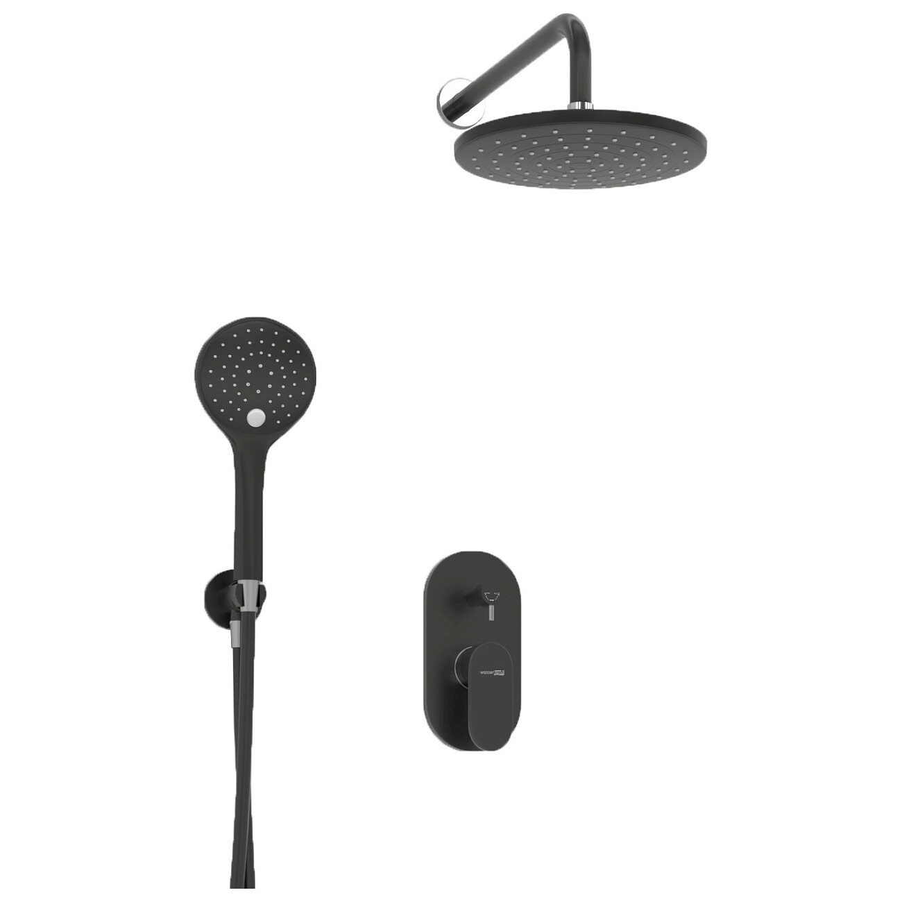 Душевой комплект встраиваемый с верхним душем и лейкой черный Wasserkraft A16777 - изображение 3