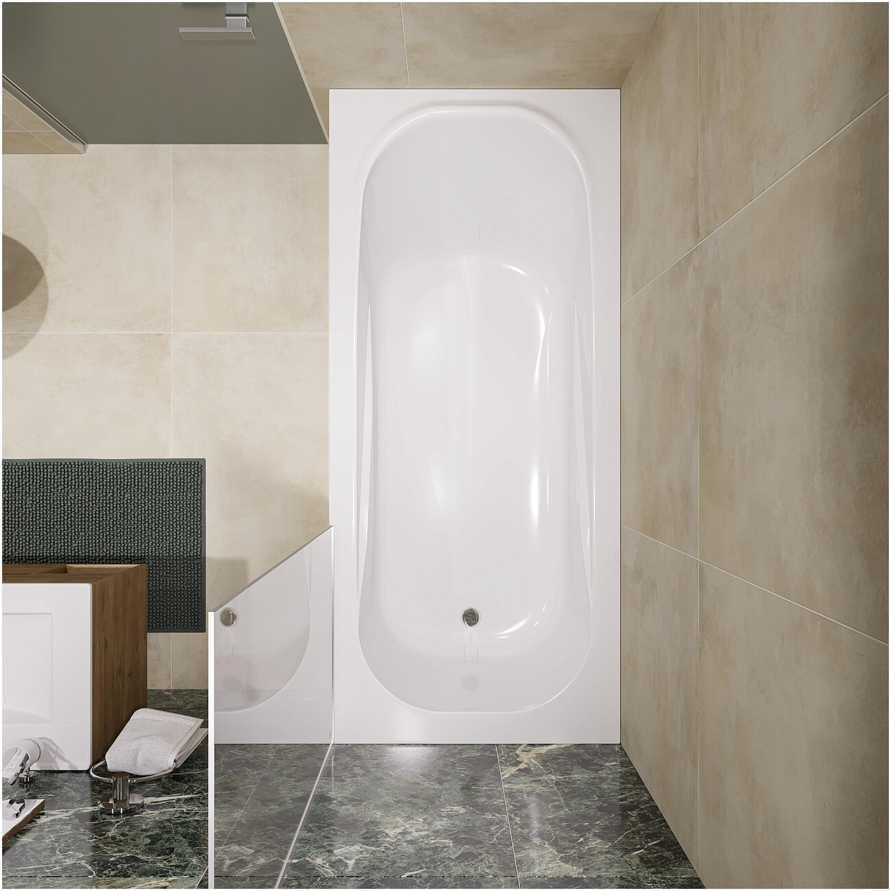 Ванна из искусственного камня прямоугольная с ножками 180x80 см белая Stworki "Вестфолл" - изображение 6