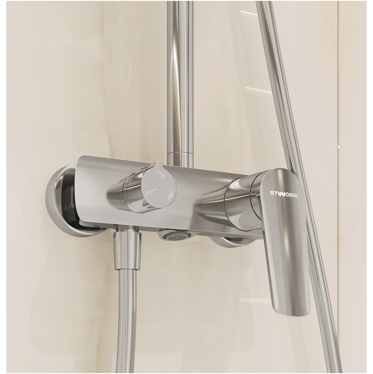 Душевая стойка с верхним душем хром Stworki "Вирклунд" S05170CR - изображение 10