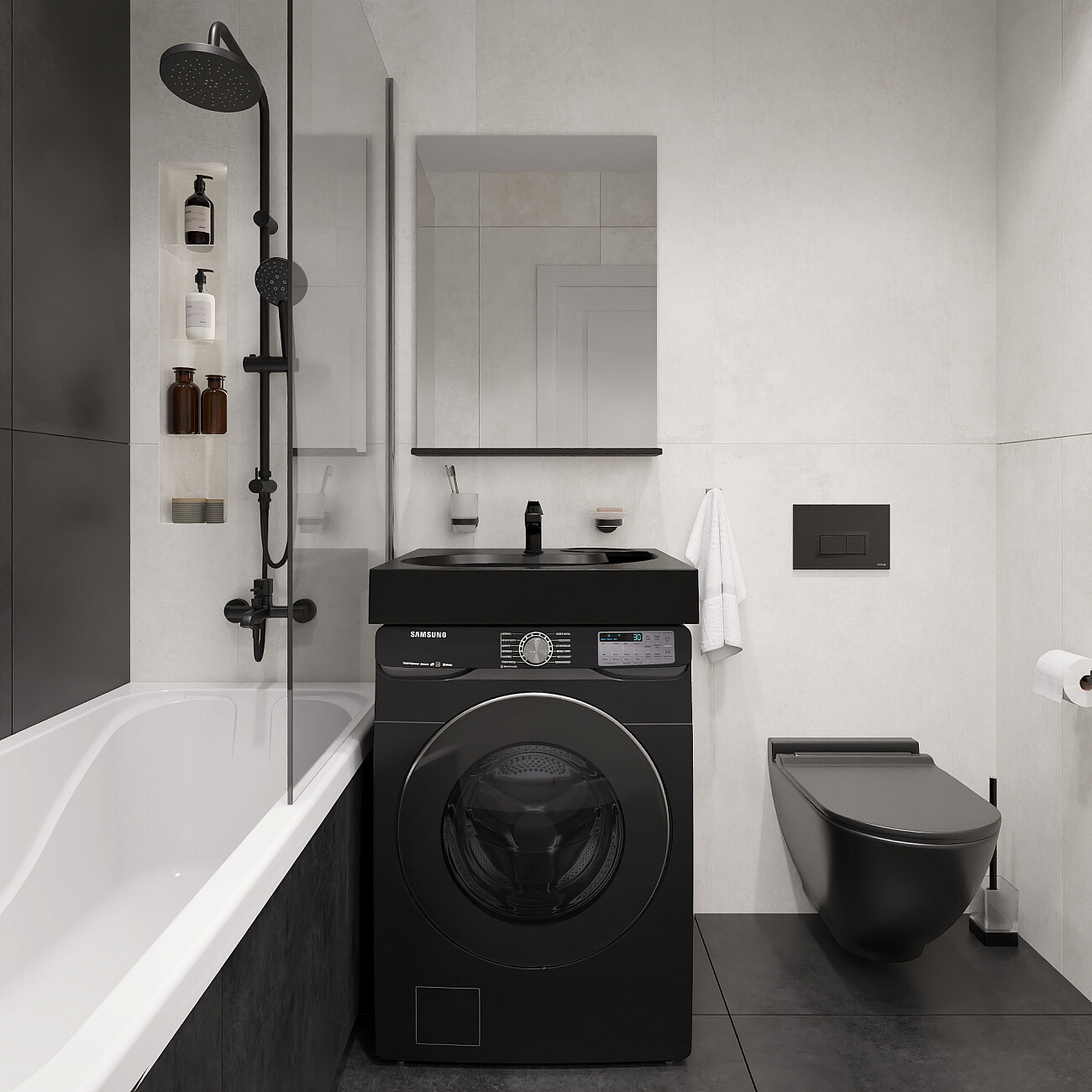 Раковина из мрамора на стиральную машину квадратная 60 см черная Stworki "Дублин" RSDb600 - изображение 3