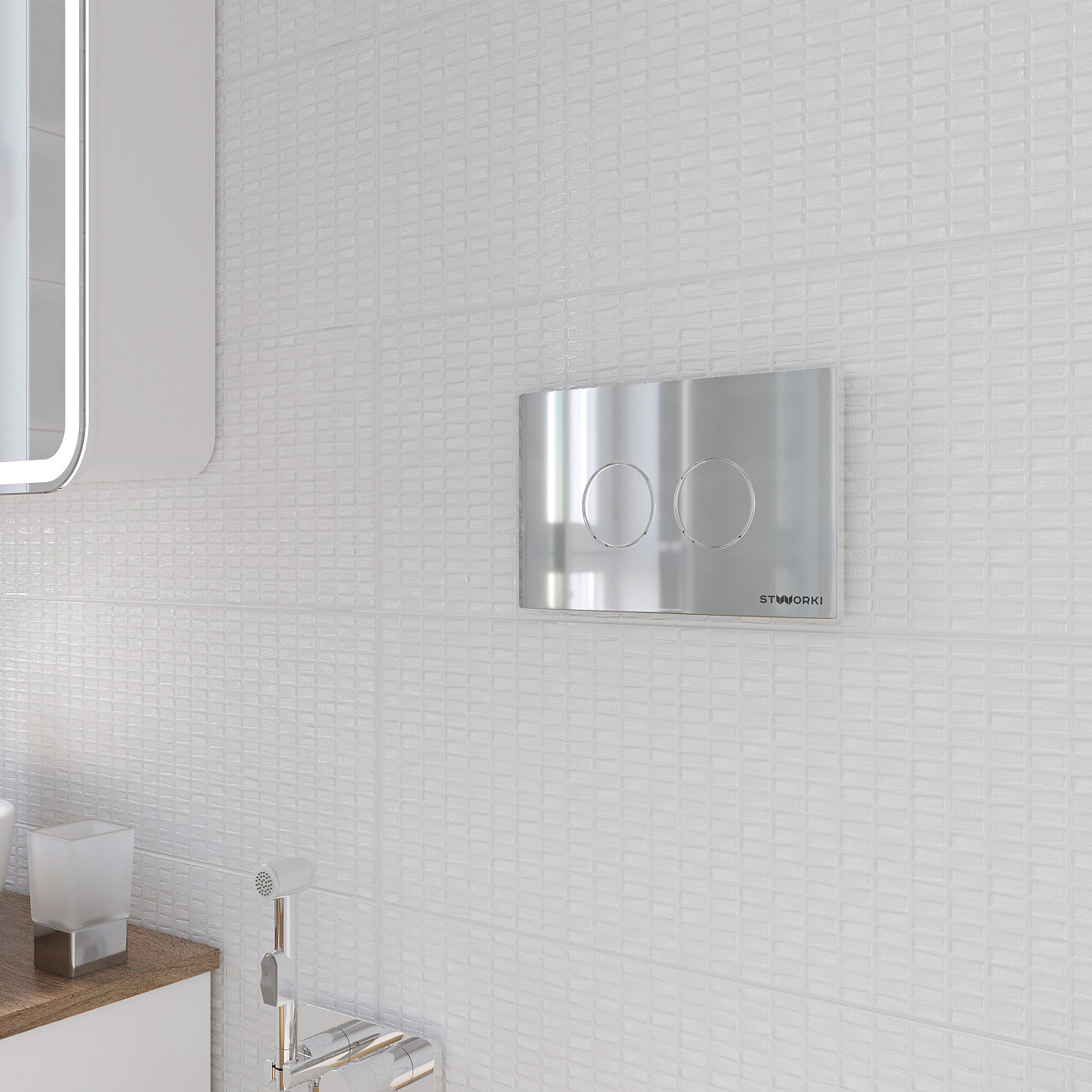 Кнопка смыва хром глянцевая Stworki "Хельсинки" 500472 - изображение 3